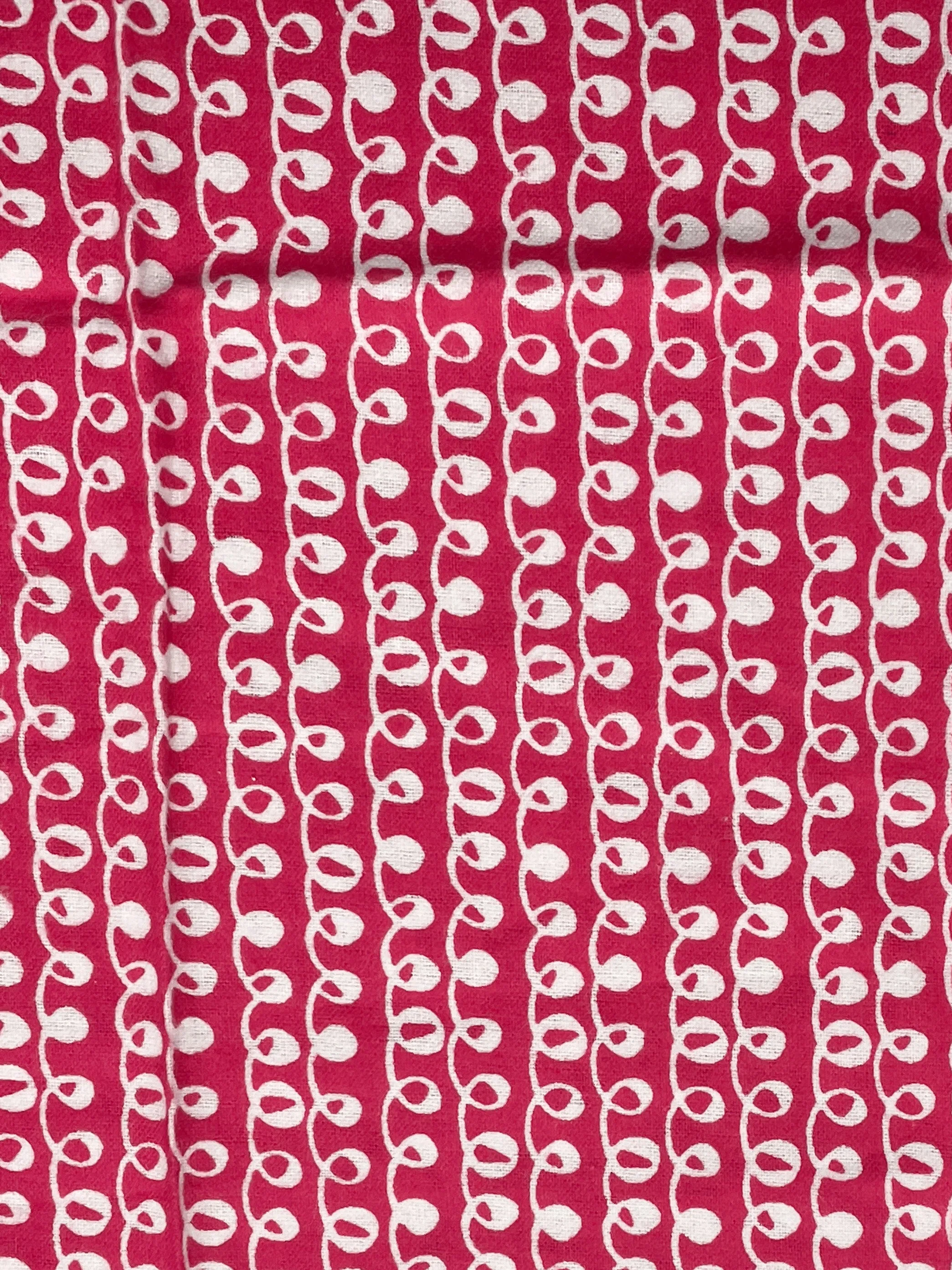 1 3/8 YD Cotton Flannel - Hot Pink with White Squiggles