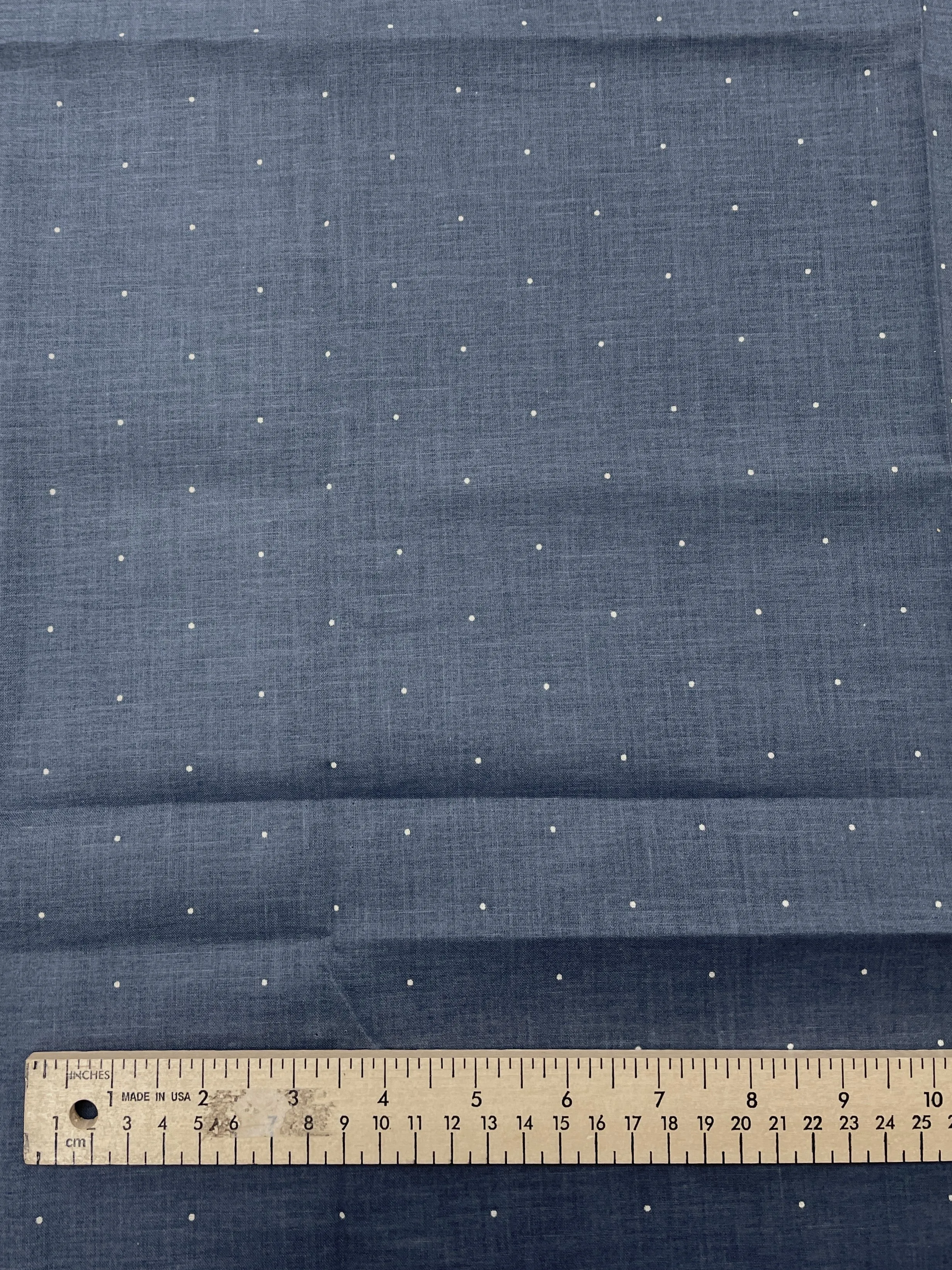 1994 1 YD Quilting Cotton Vintage - Medium Blue with Tiny Off White Dots