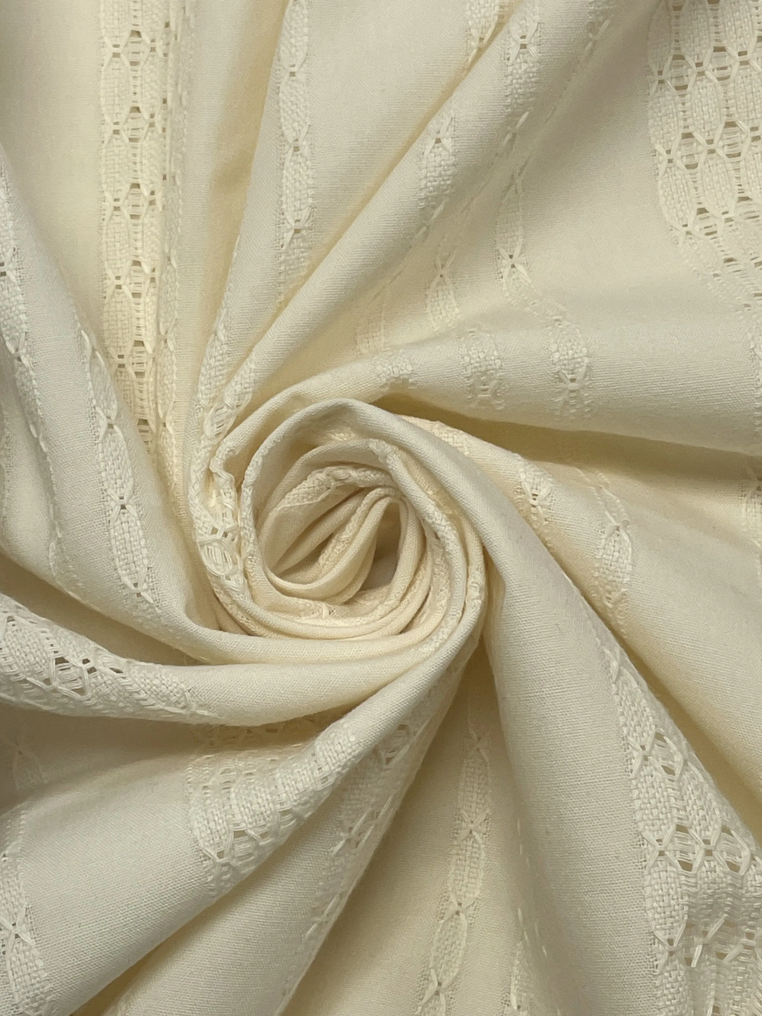 2 3/8 YD Poly/Cotton Drawn Threadwork - Cream