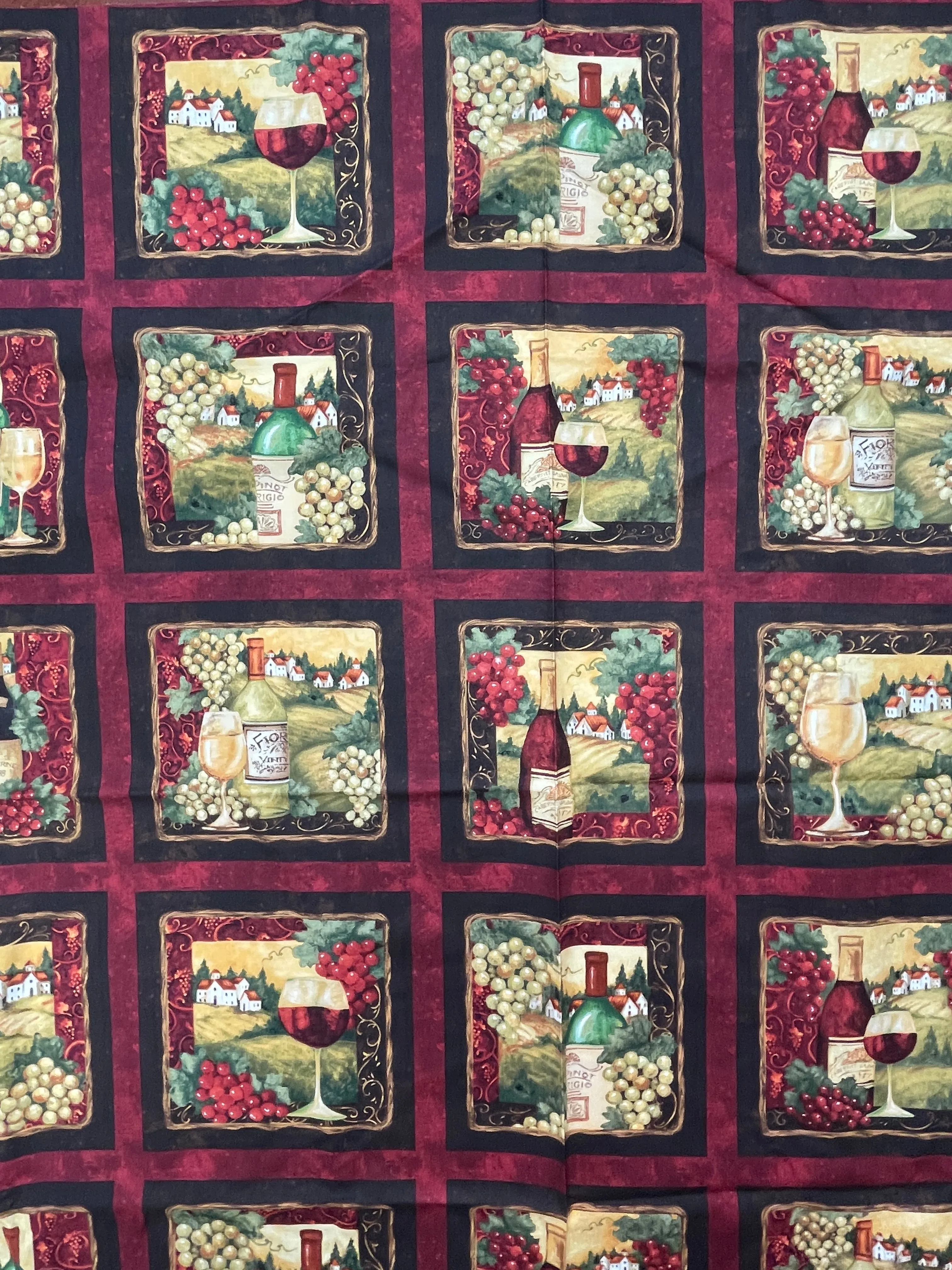 2 3/8 YD Quilting Cotton - Wine Motifs