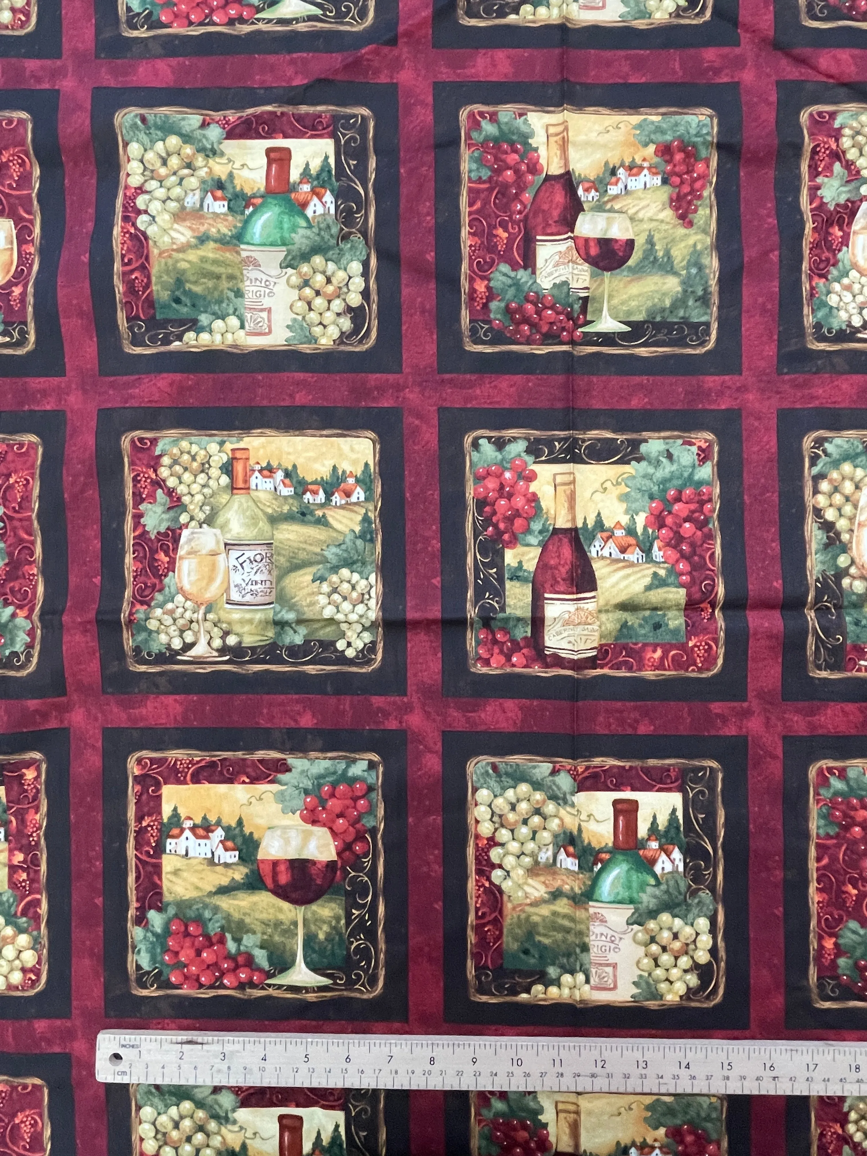 2 3/8 YD Quilting Cotton - Wine Motifs