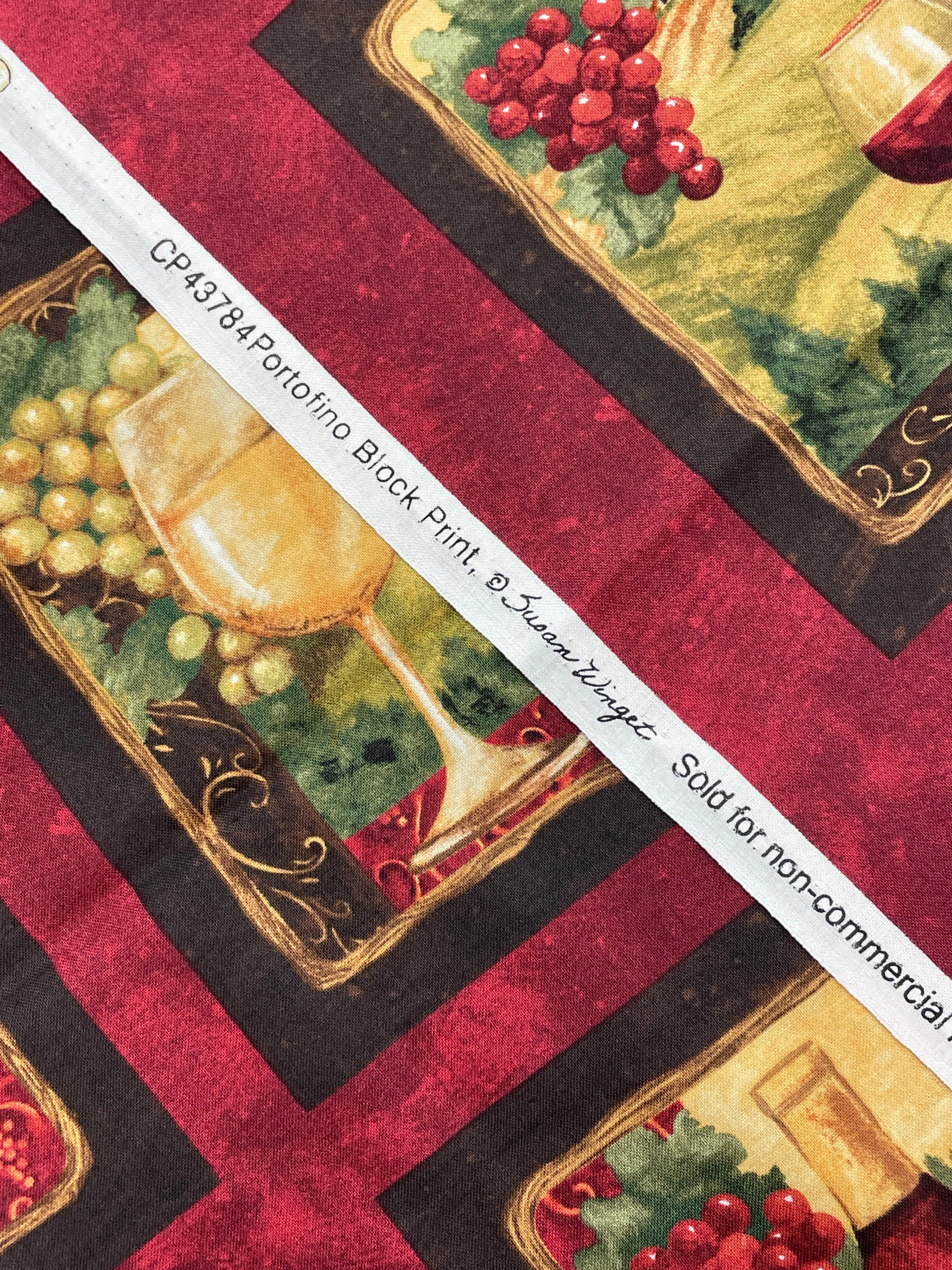 2 3/8 YD Quilting Cotton - Wine Motifs