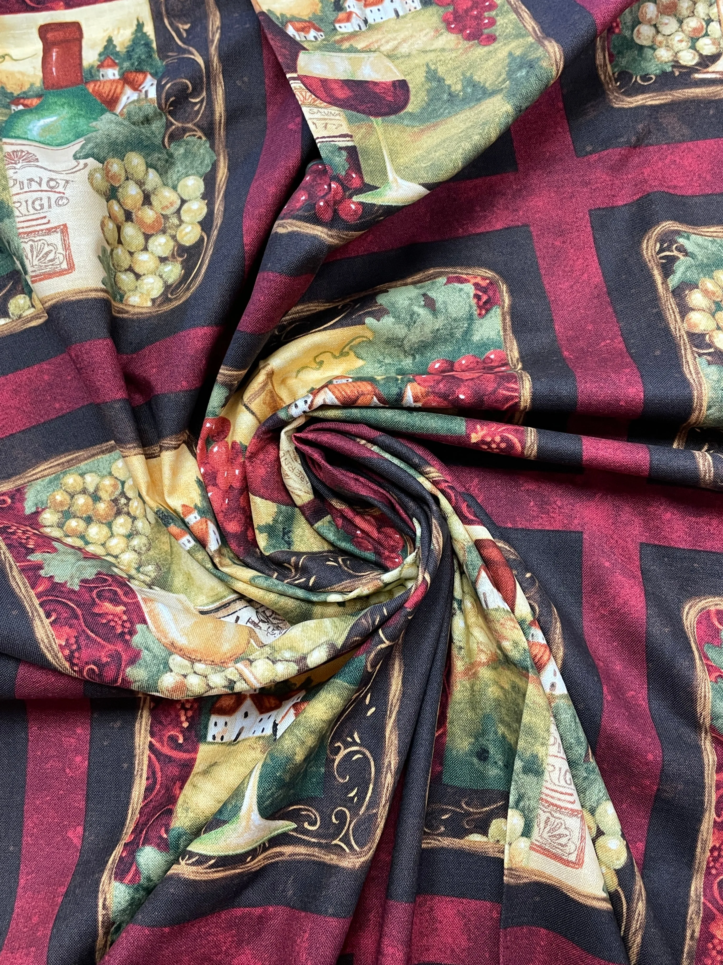 2 3/8 YD Quilting Cotton - Wine Motifs