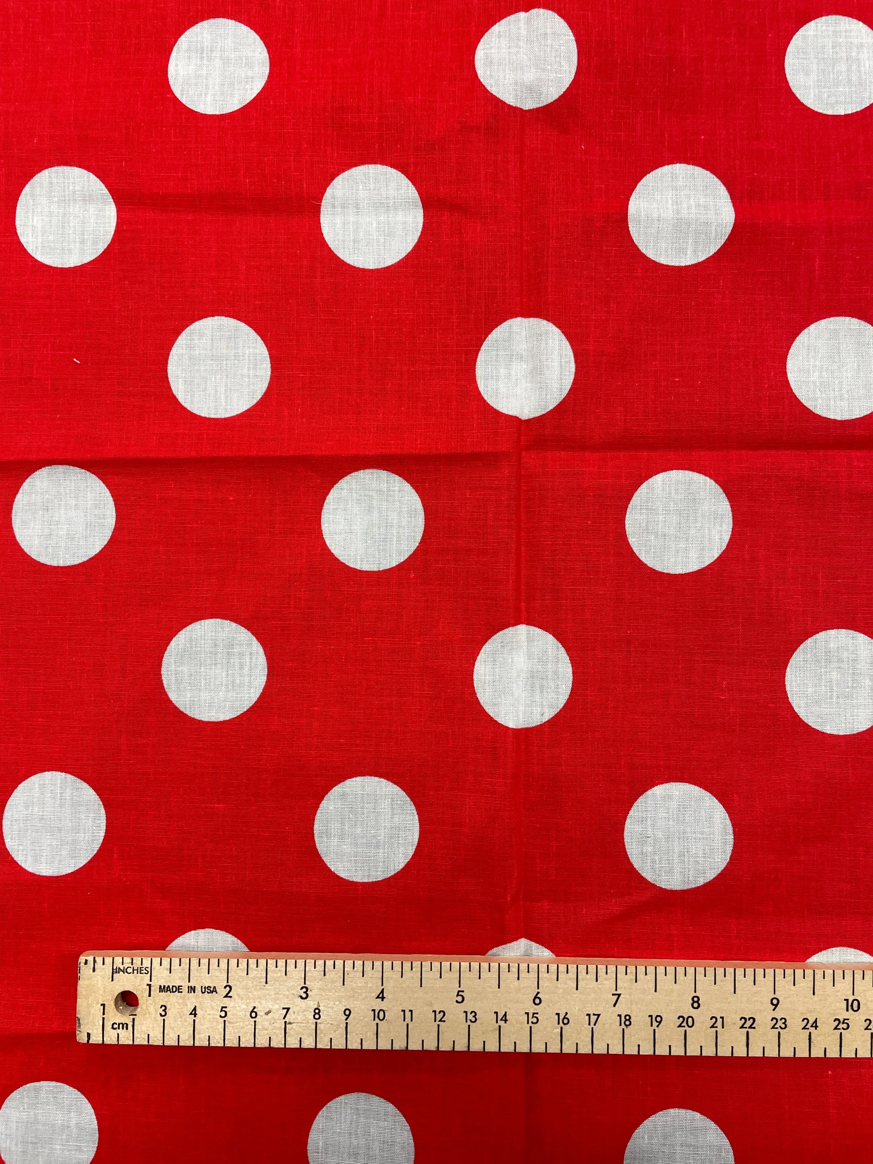 2  YD Poly/Cotton - Red with White Polka Dots