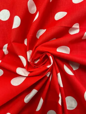 2  YD Poly/Cotton - Red with White Polka Dots