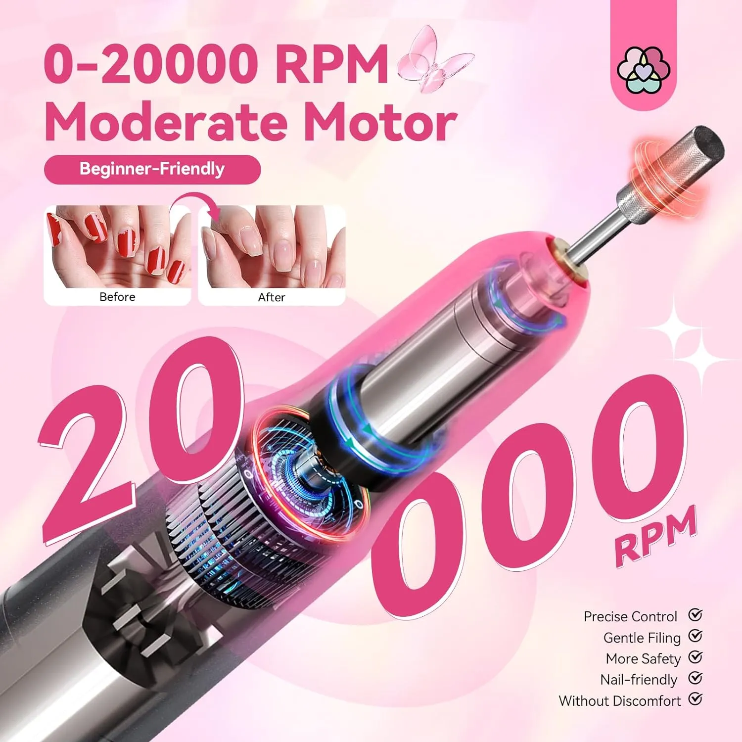 20000RPM Portable Electric Nail Drill