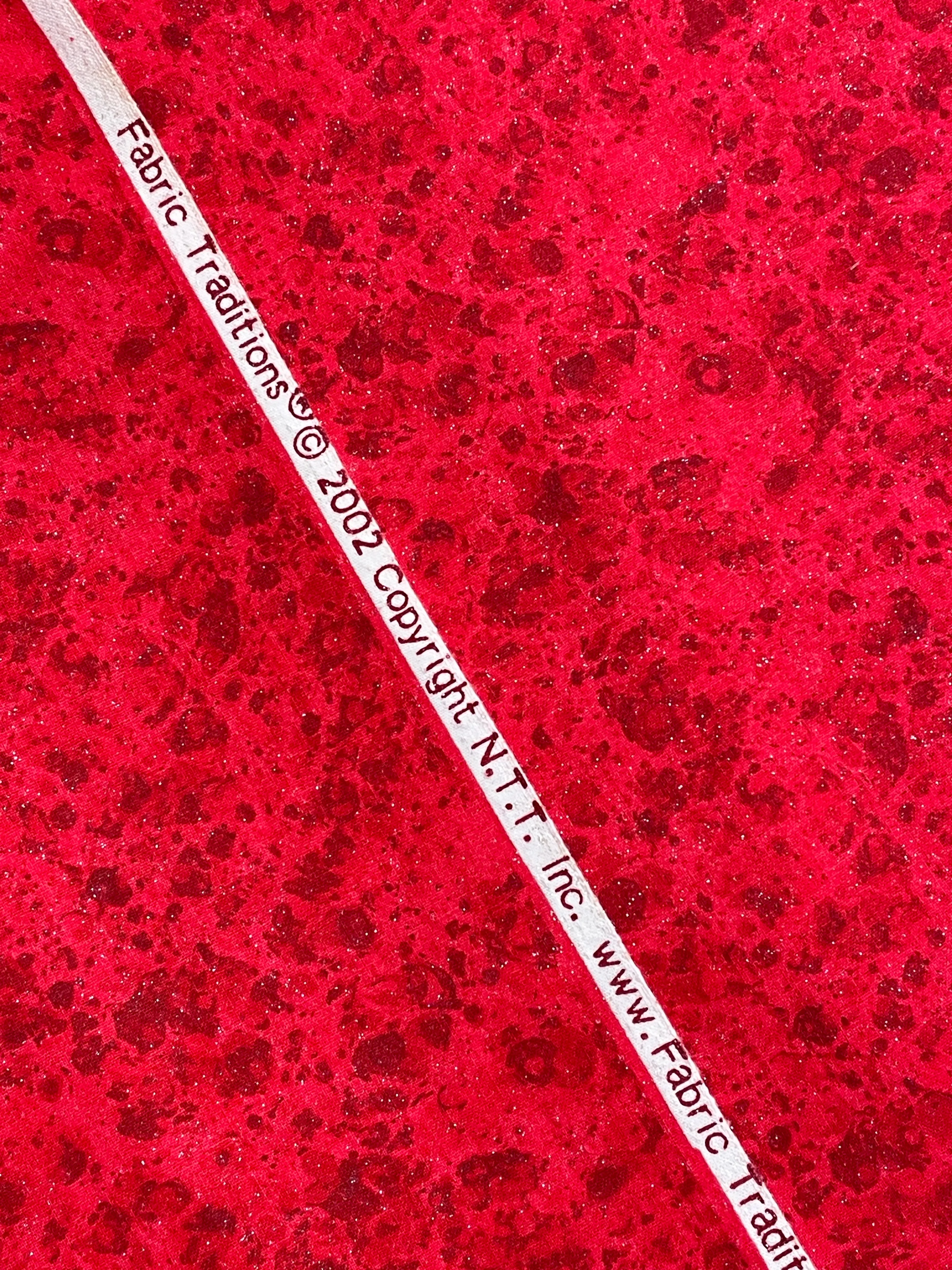 2002 1 7/8 YD Quilting Cotton - Mottled Red with Silver Glitter