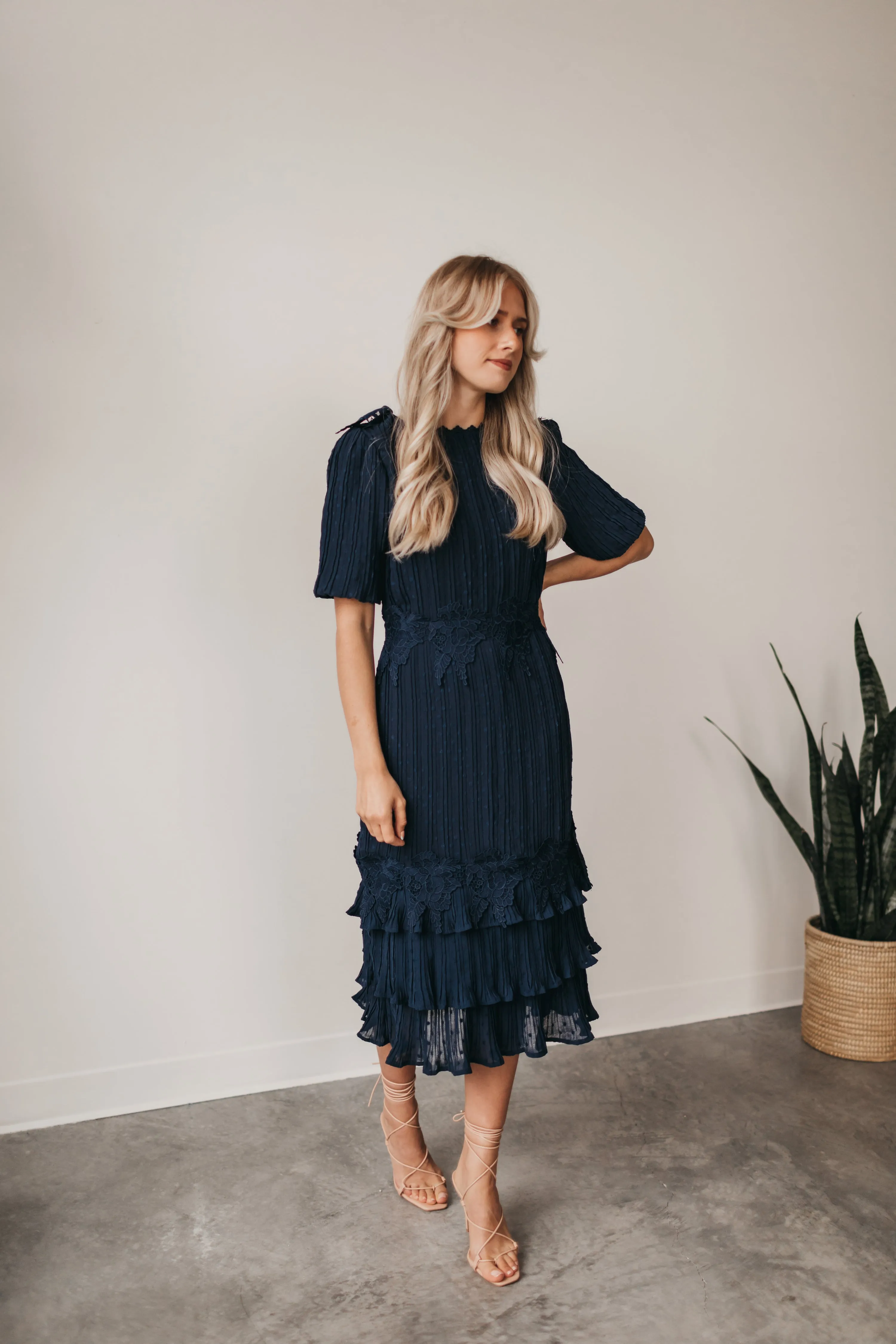 Alice Midi Dress in Navy