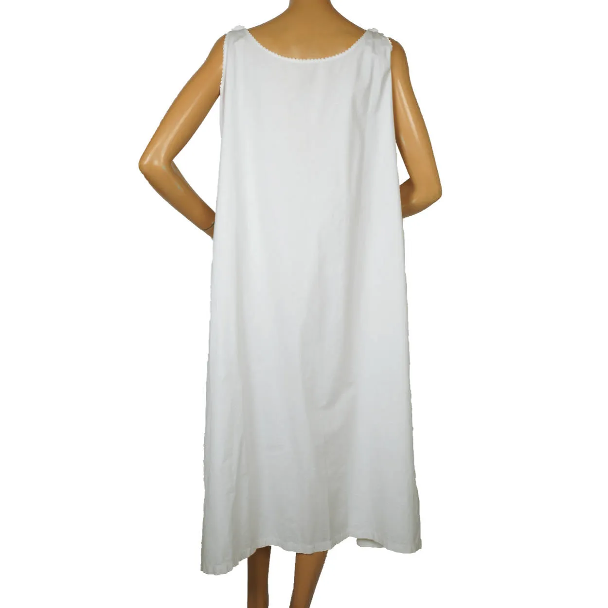 Antique White Cotton Nightie Embroidered Nightgown 1910s Size Large