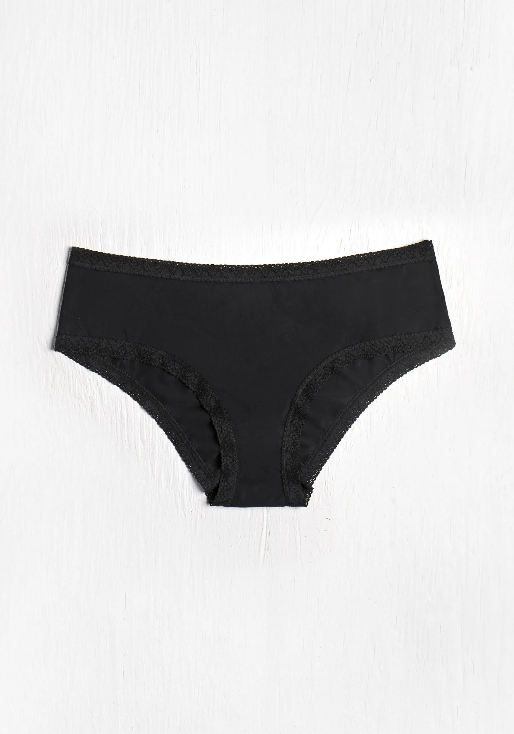 Blush Lace Trim Microfibre  Seamless Hipster (Black)