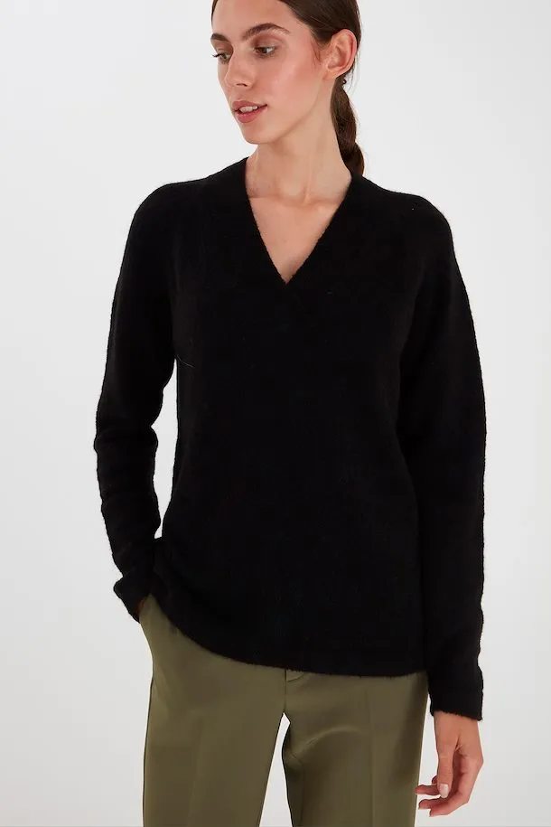 Brittney V-neck Jumper (Black)