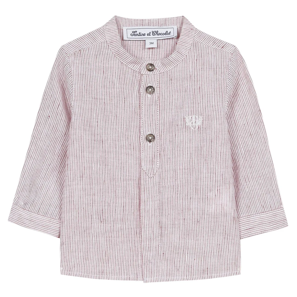 Cotton and Linen Mandarin Collar Baby Shirt - FINAL SALE