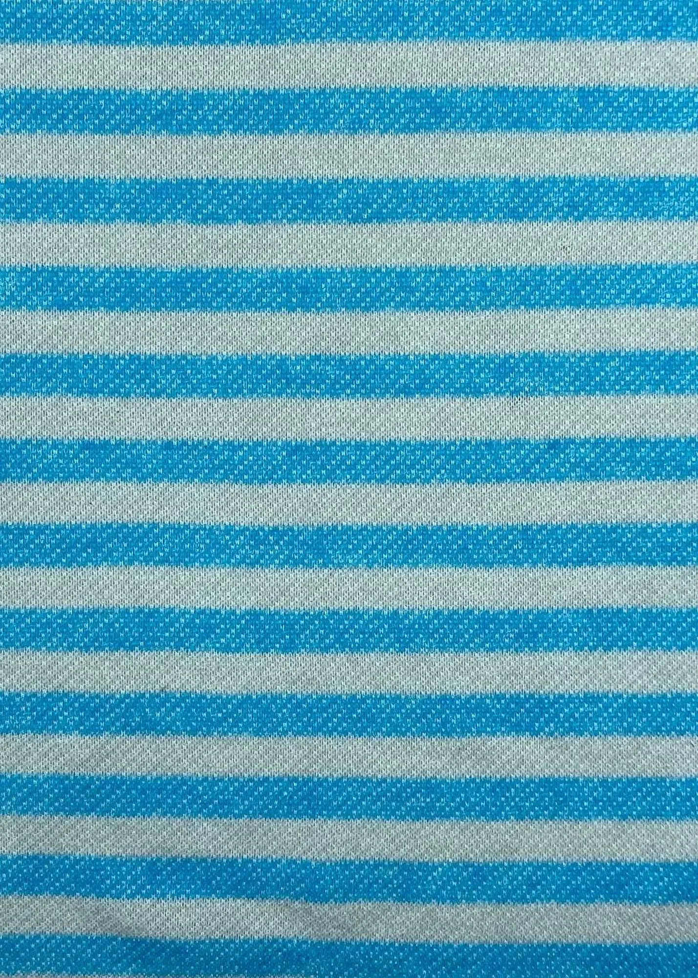 COTTON POLY FRENCH TERRY STRIPED NON-STRETCHED KNIT<br><h6>4-LH.GREY/TURQUOISE<br>FT338-STRP1/2</h6>