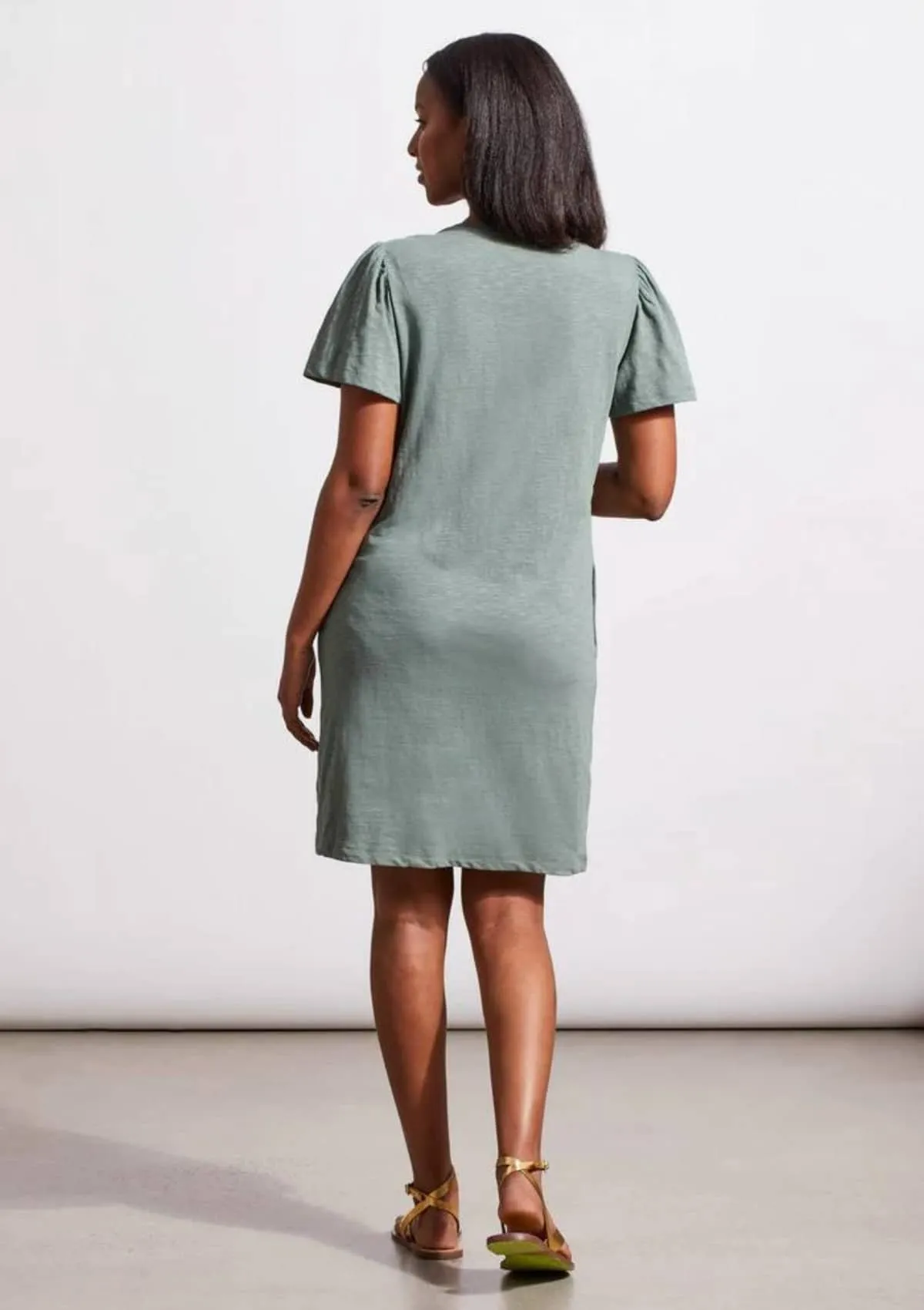 Flutter Sleeve V-Neck Dress - Cypress