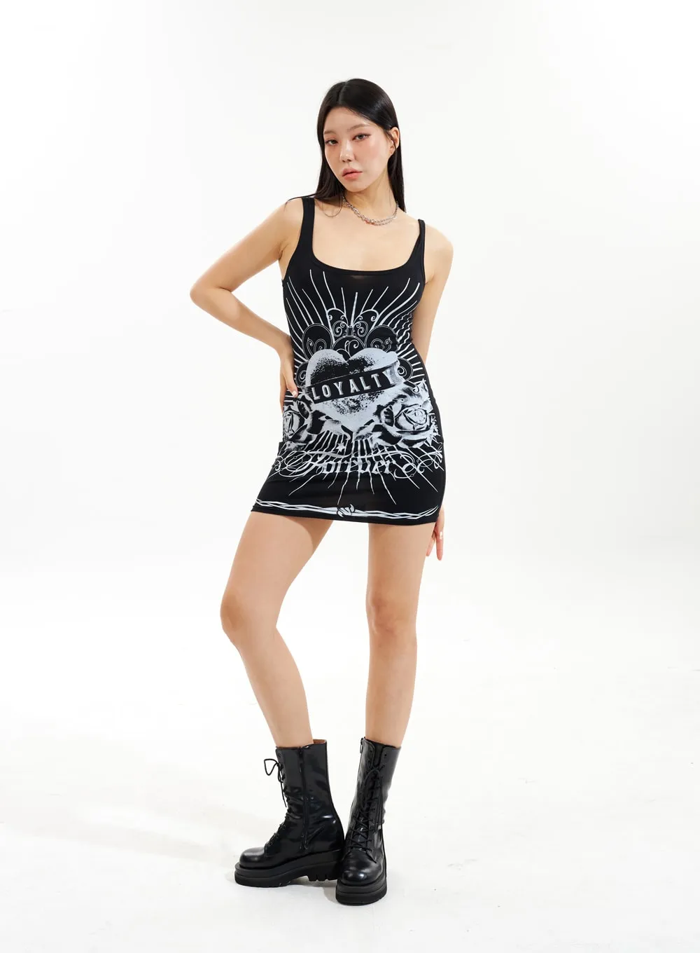 Graphic Mini Dress IU312