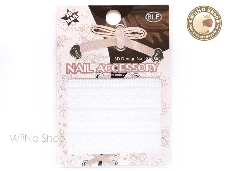 HBJY001 White Lace Nail Sticker Nail Art - 1 pc