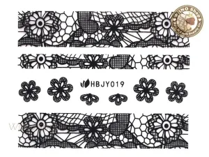 HBJY019 Black Lace Nail Sticker Nail Art - 1 pc