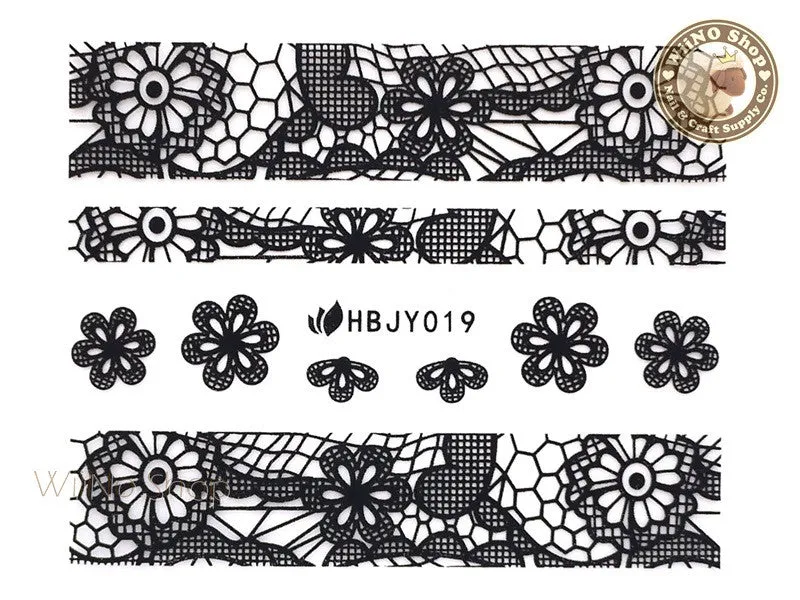 HBJY019 Black Lace Nail Sticker Nail Art - 1 pc