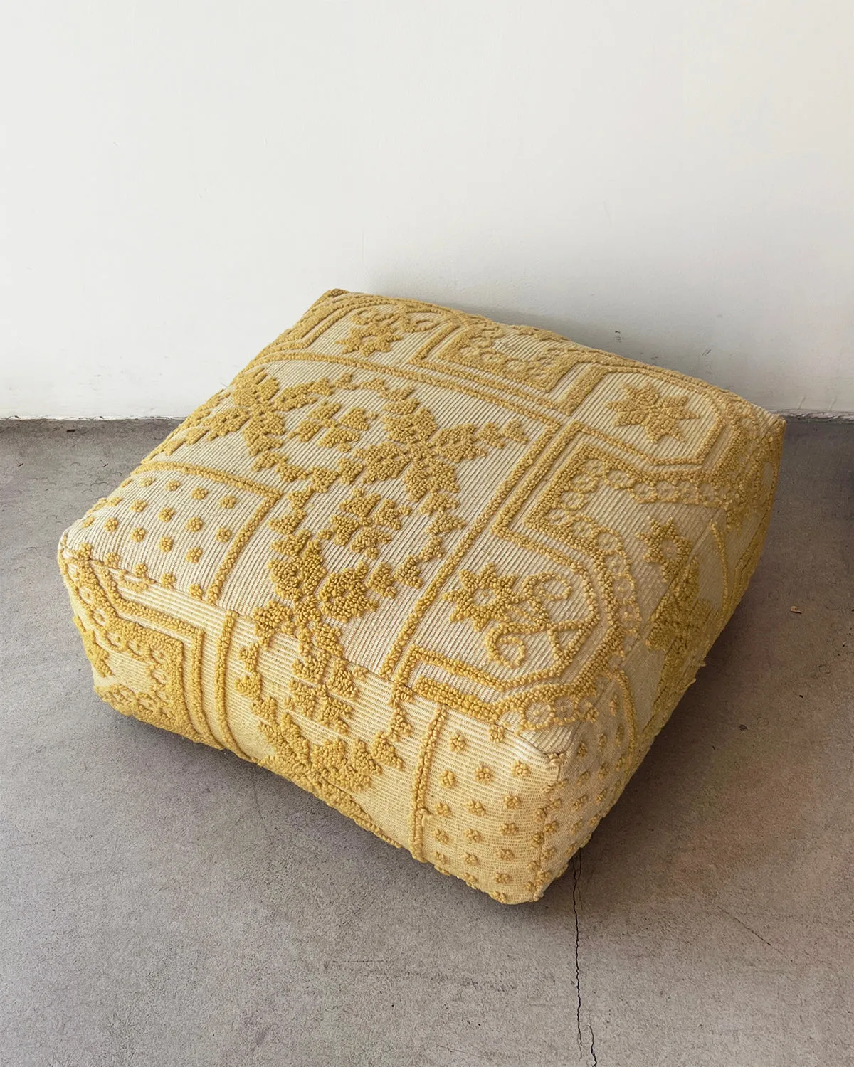 Isabel Darling Embroidered Yellow Ottoman