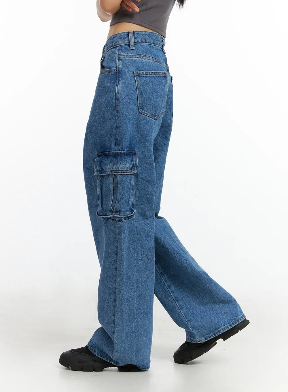 Low Rise Cargo Baggy Jeans IL409