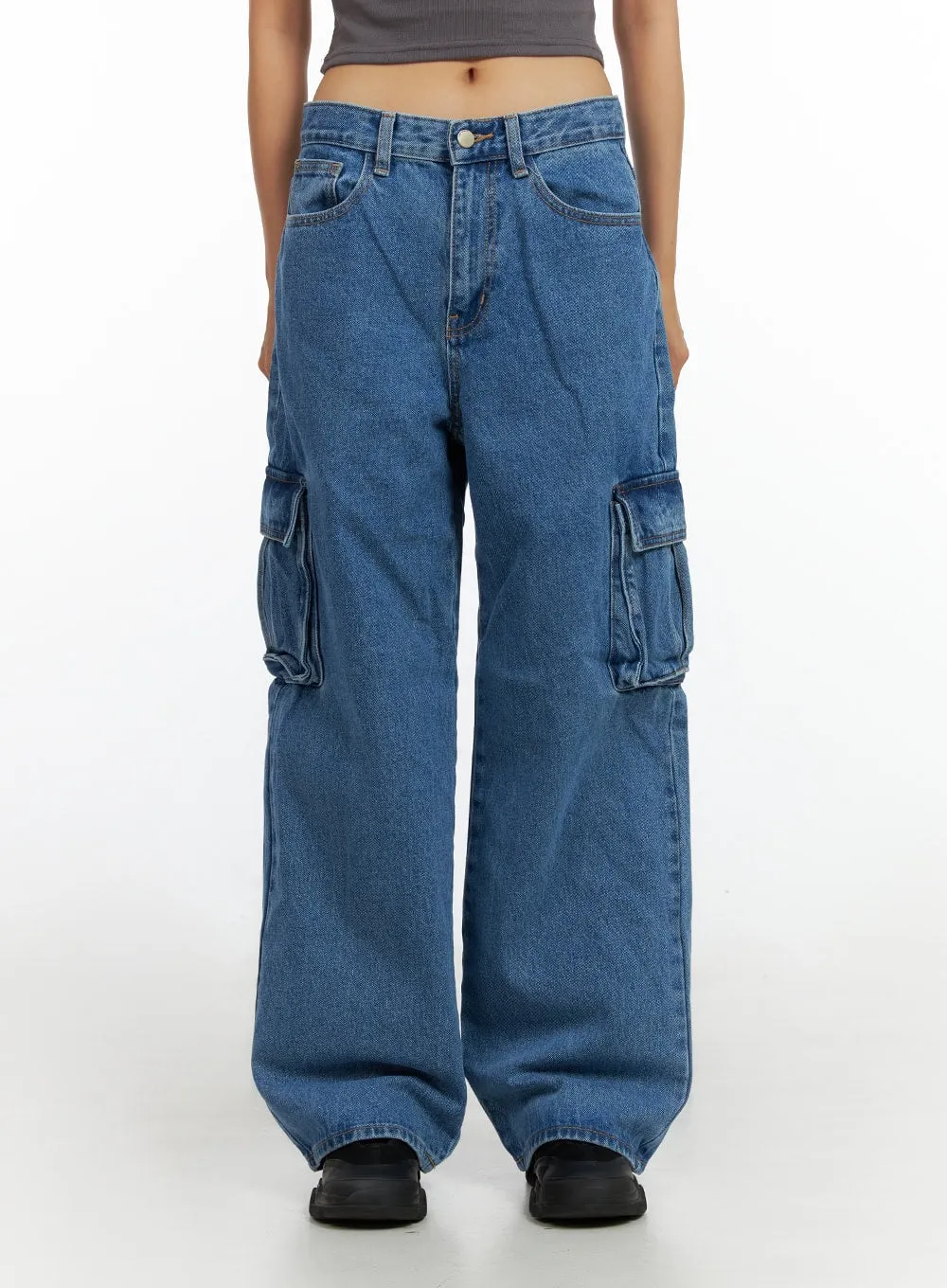 Low Rise Cargo Baggy Jeans IL409