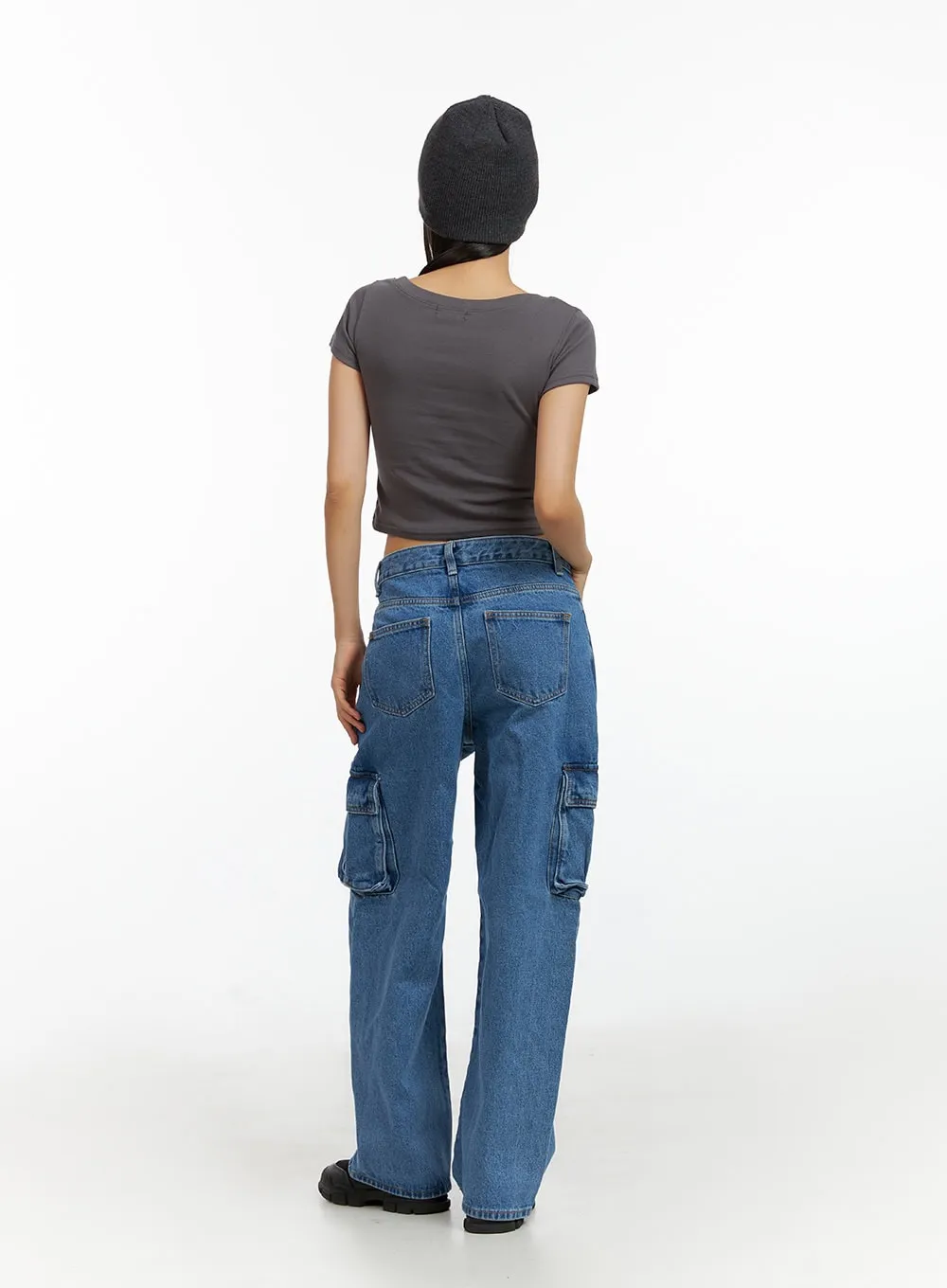 Low Rise Cargo Baggy Jeans IL409