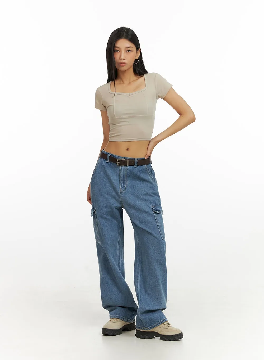 Low Rise Cargo Jeans IU412