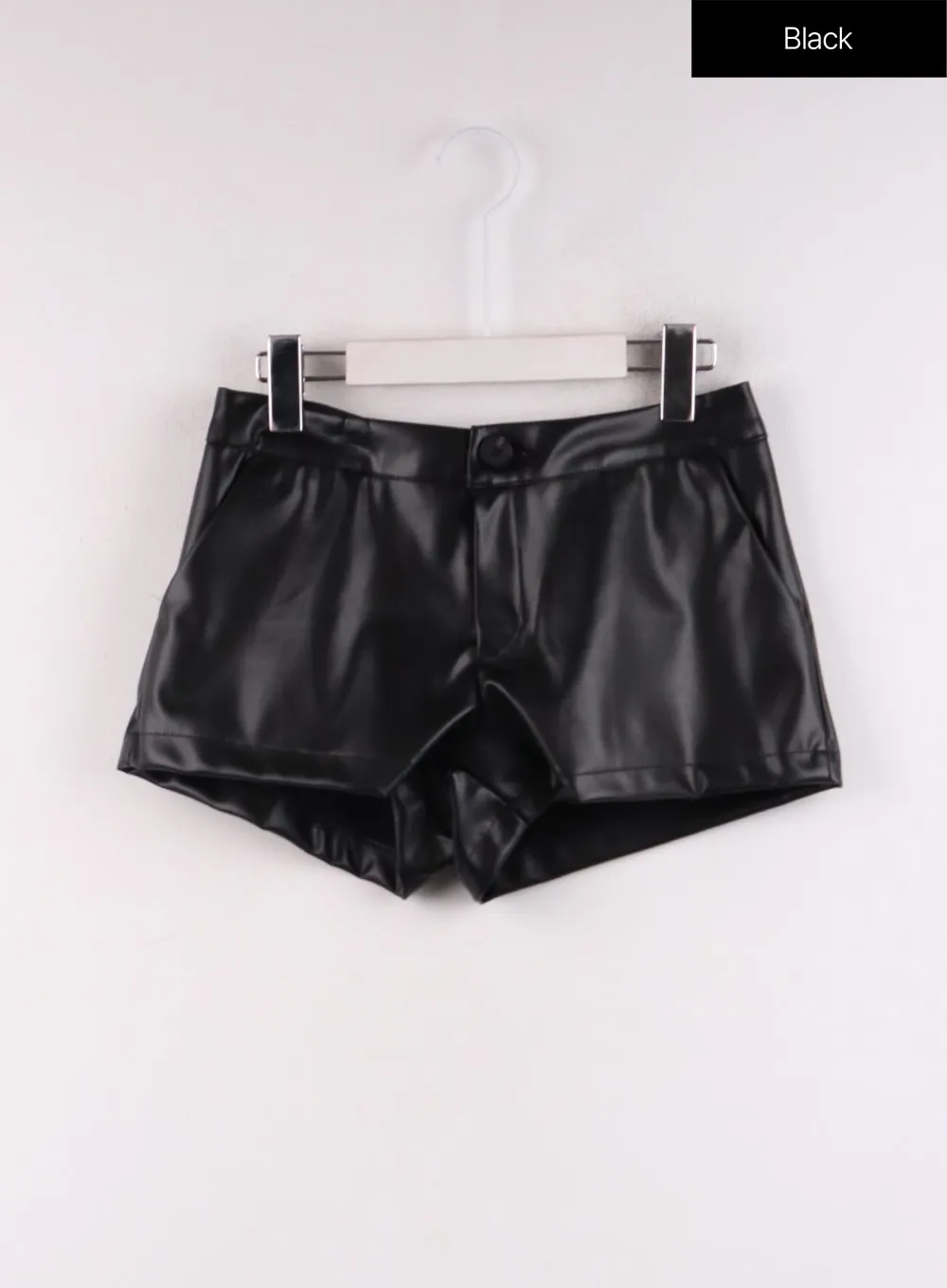 Low Rise Faux Leather Shorts CF401