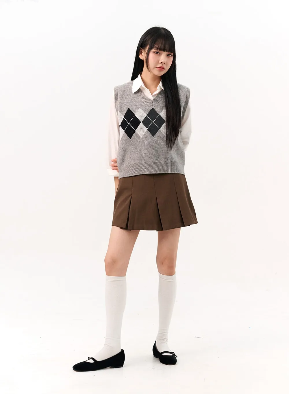 Low Rise Pleated Mini Skirt IO317