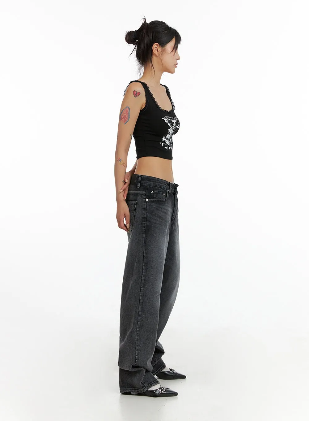 Low Rise Wide Leg Jeans CL415