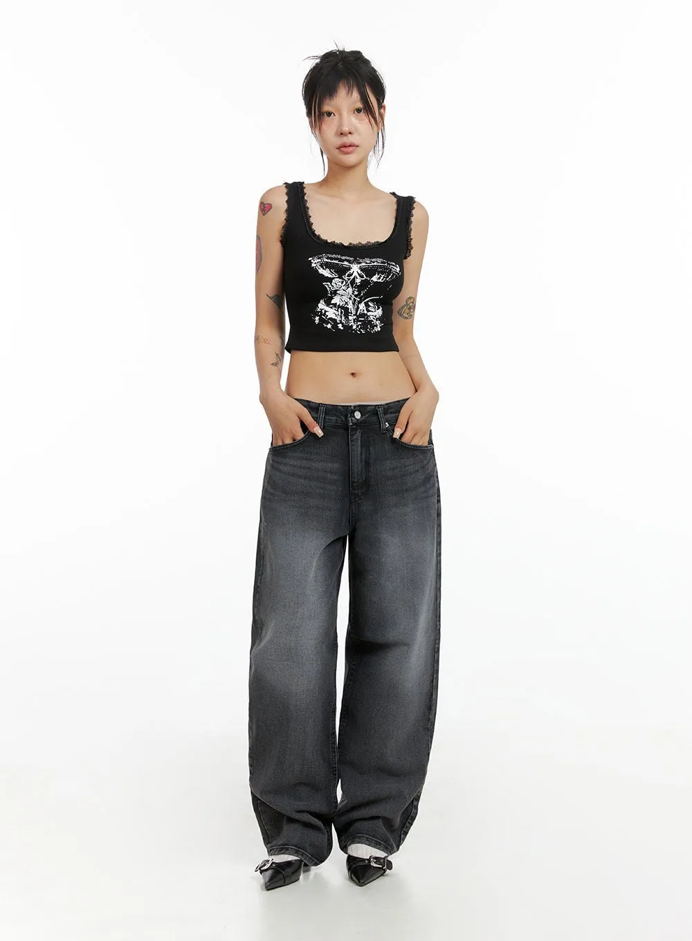 Low Rise Wide Leg Jeans CL415