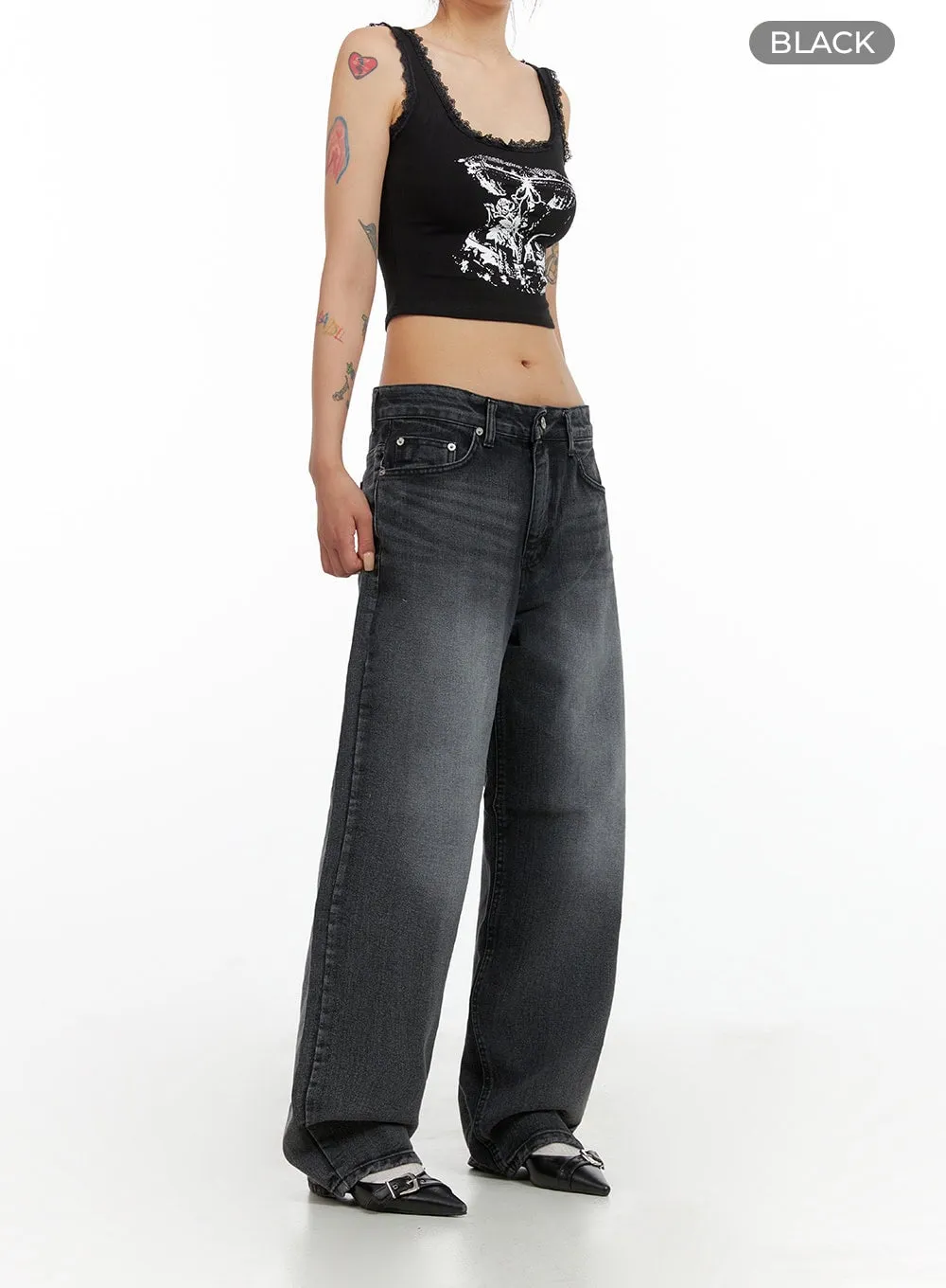 Low Rise Wide Leg Jeans CL415