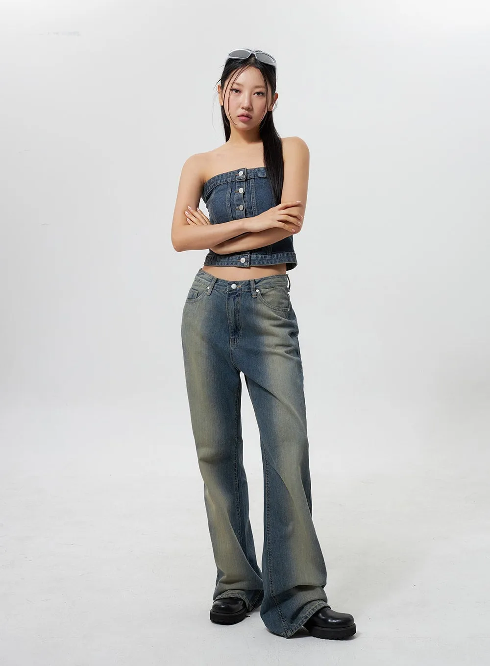 Low Rise Wide Leg Jeans CY323