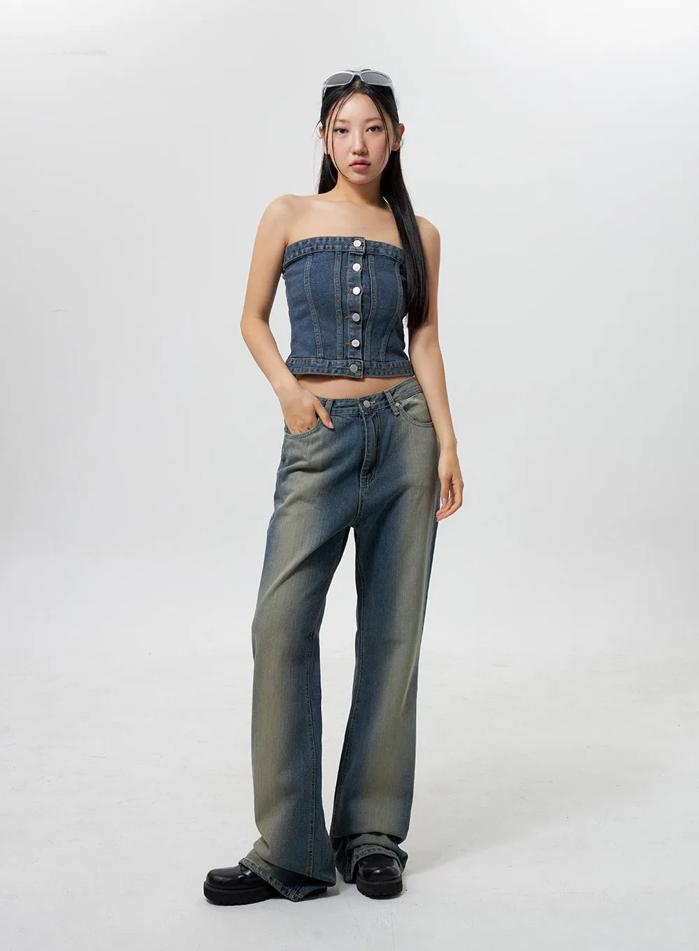 Low Rise Wide Leg Jeans CY323