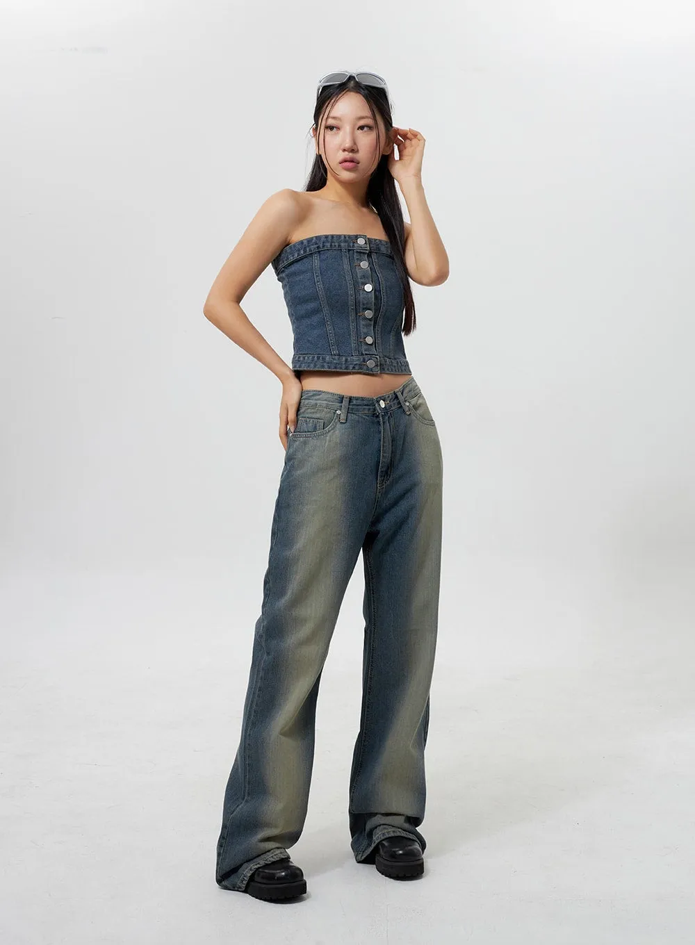 Low Rise Wide Leg Jeans CY323