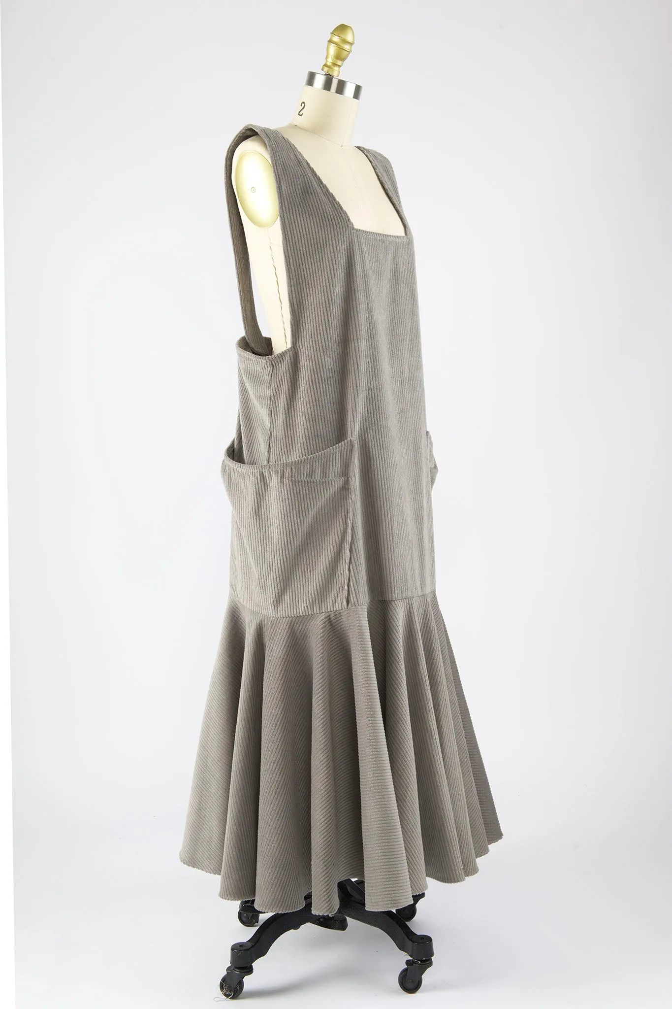 Meredith Tank Dress in Grey Corduroy