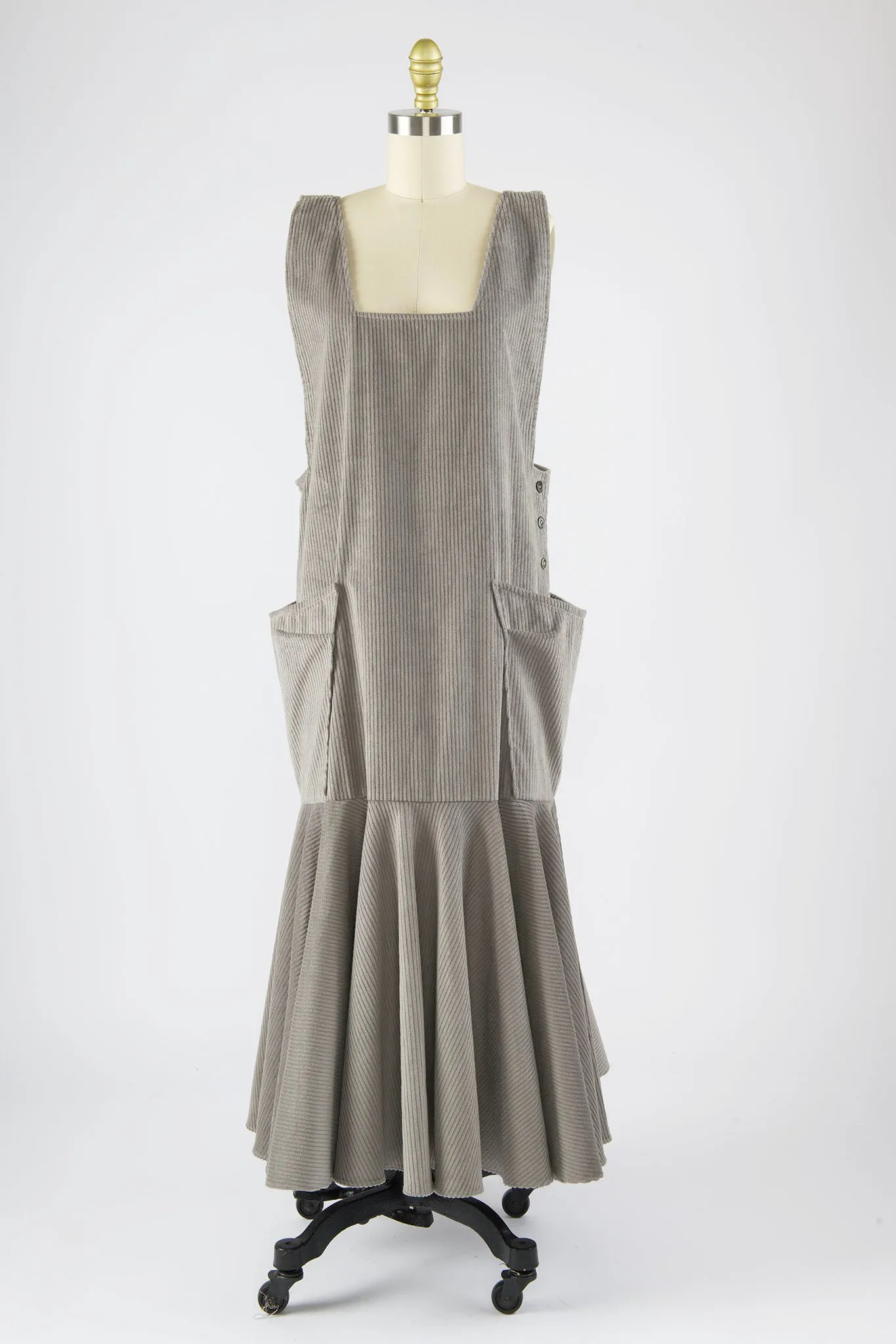 Meredith Tank Dress in Grey Corduroy