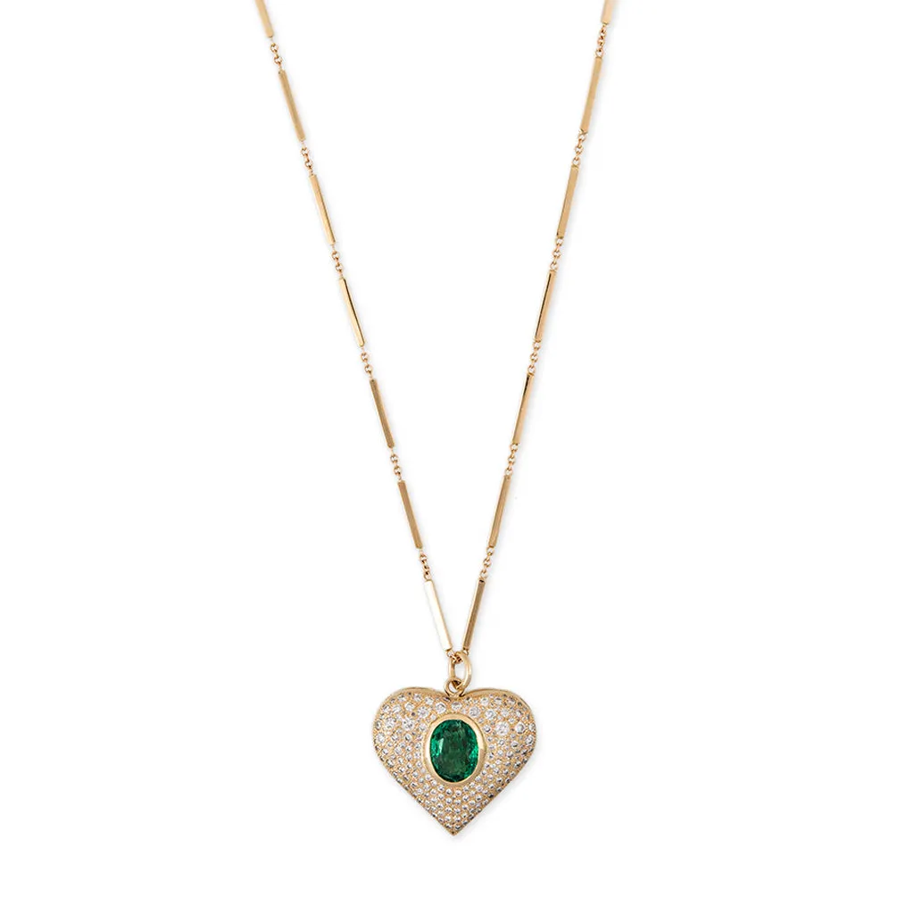 PAVE DIAMOND EMERALD HEART CHARM