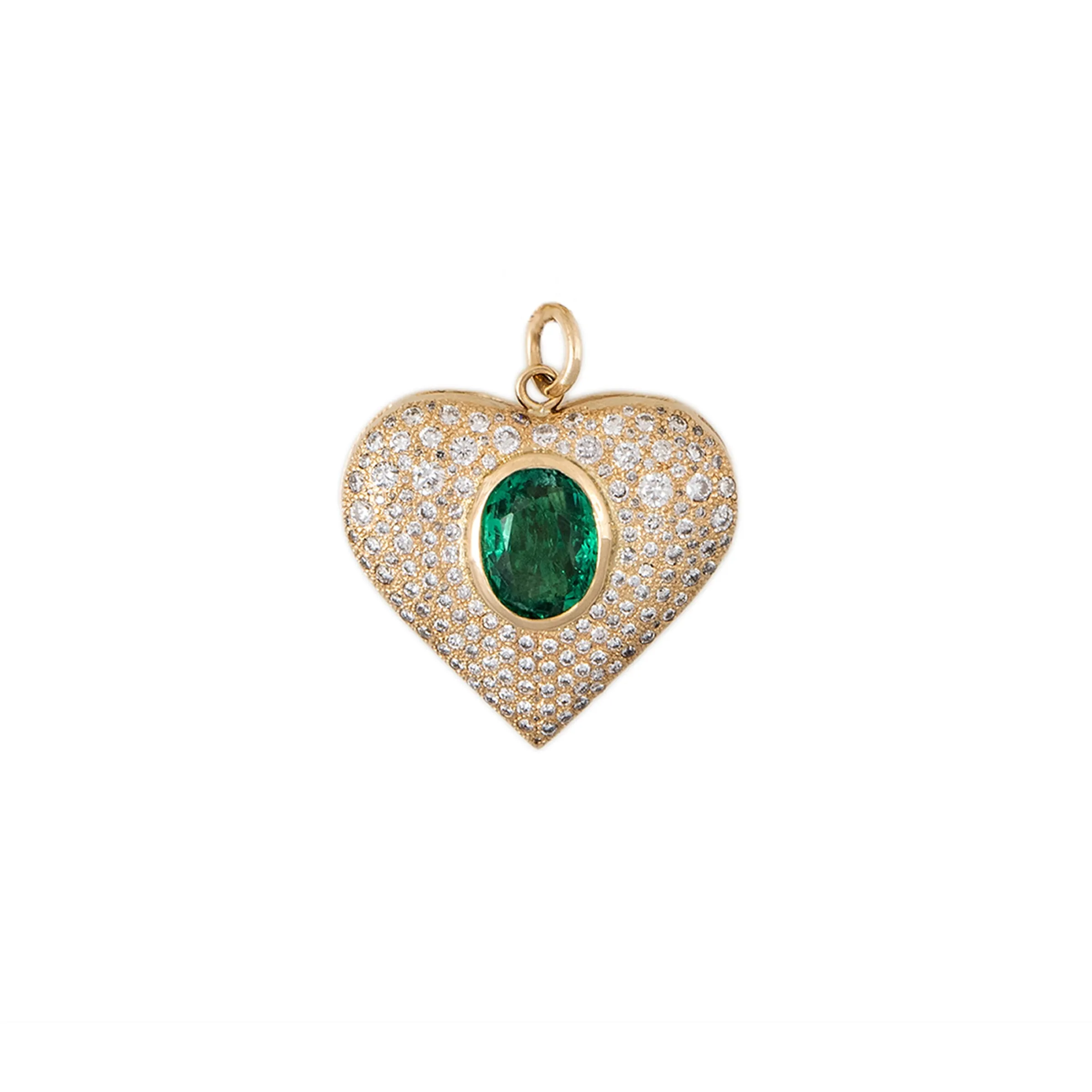 PAVE DIAMOND EMERALD HEART CHARM