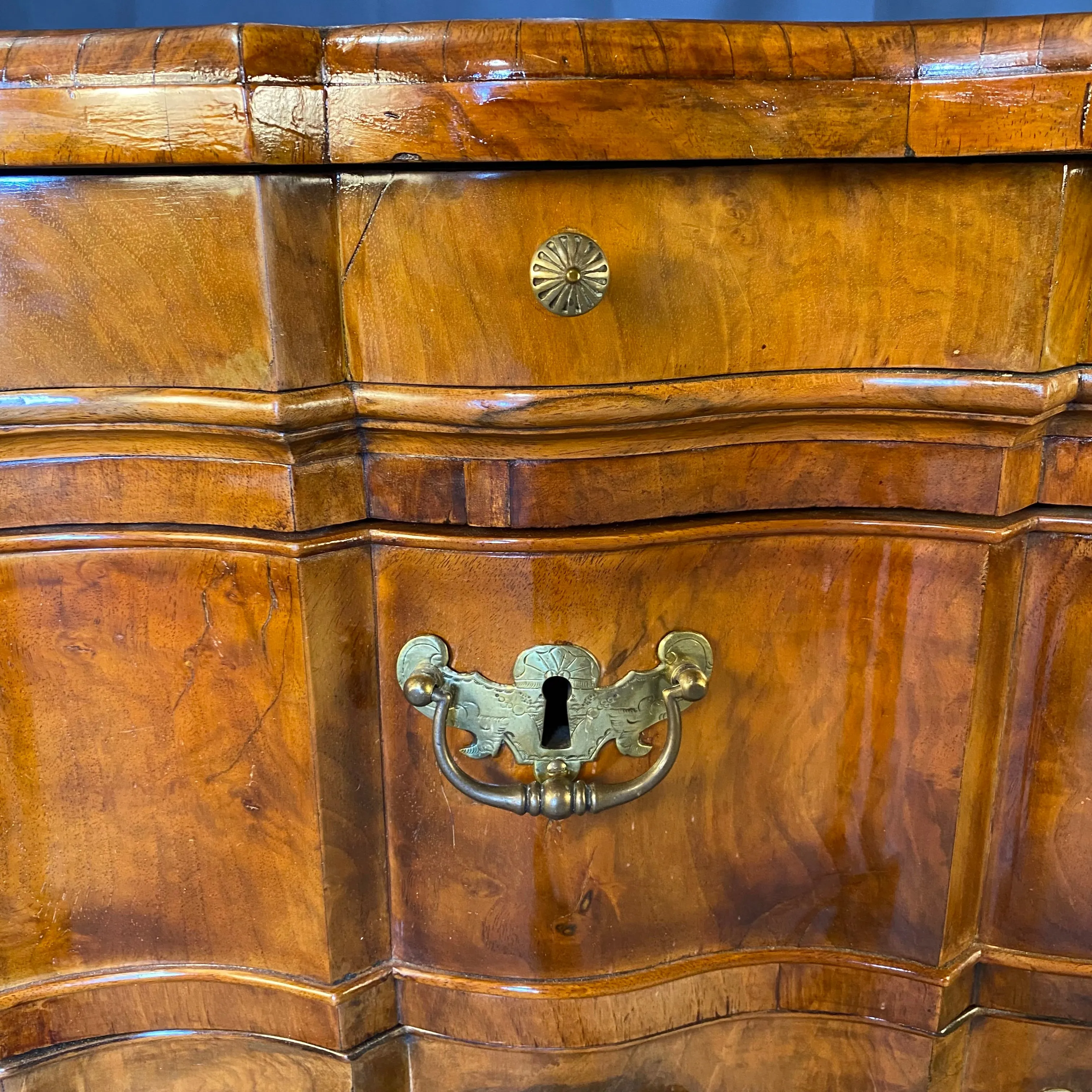 Period Dutch Rococo Walnut Commode or Chest of Drawers with Secret Drawer