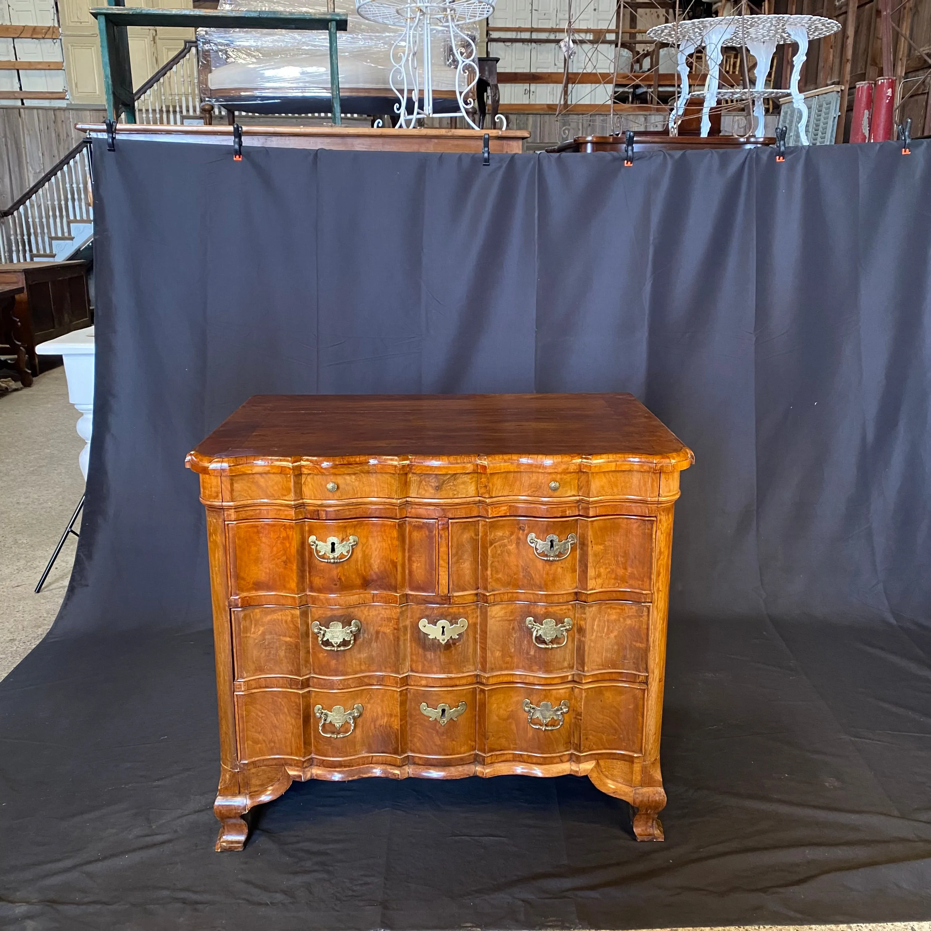 Period Dutch Rococo Walnut Commode or Chest of Drawers with Secret Drawer