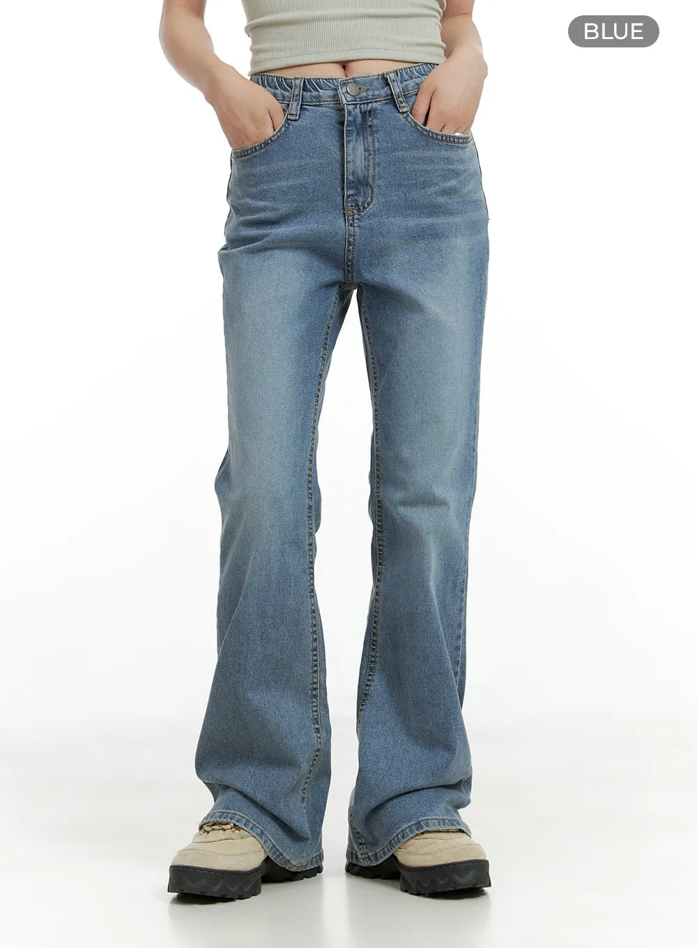 Solid Low Rise Bootcut Jeans CL425