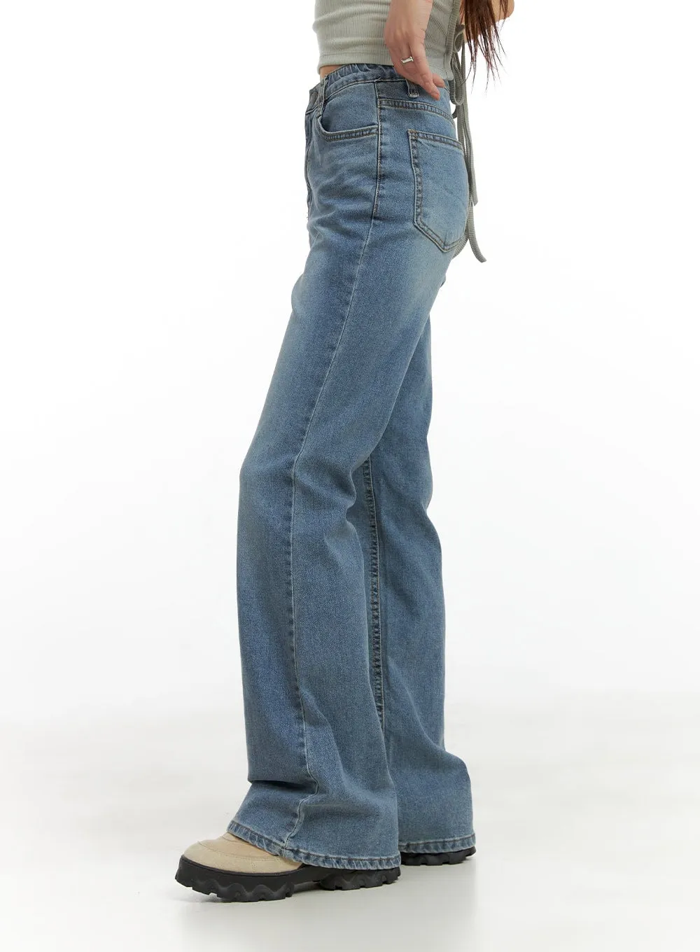 Solid Low Rise Bootcut Jeans CL425