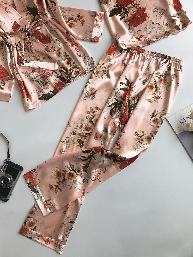 Three-piece sexy silk suit