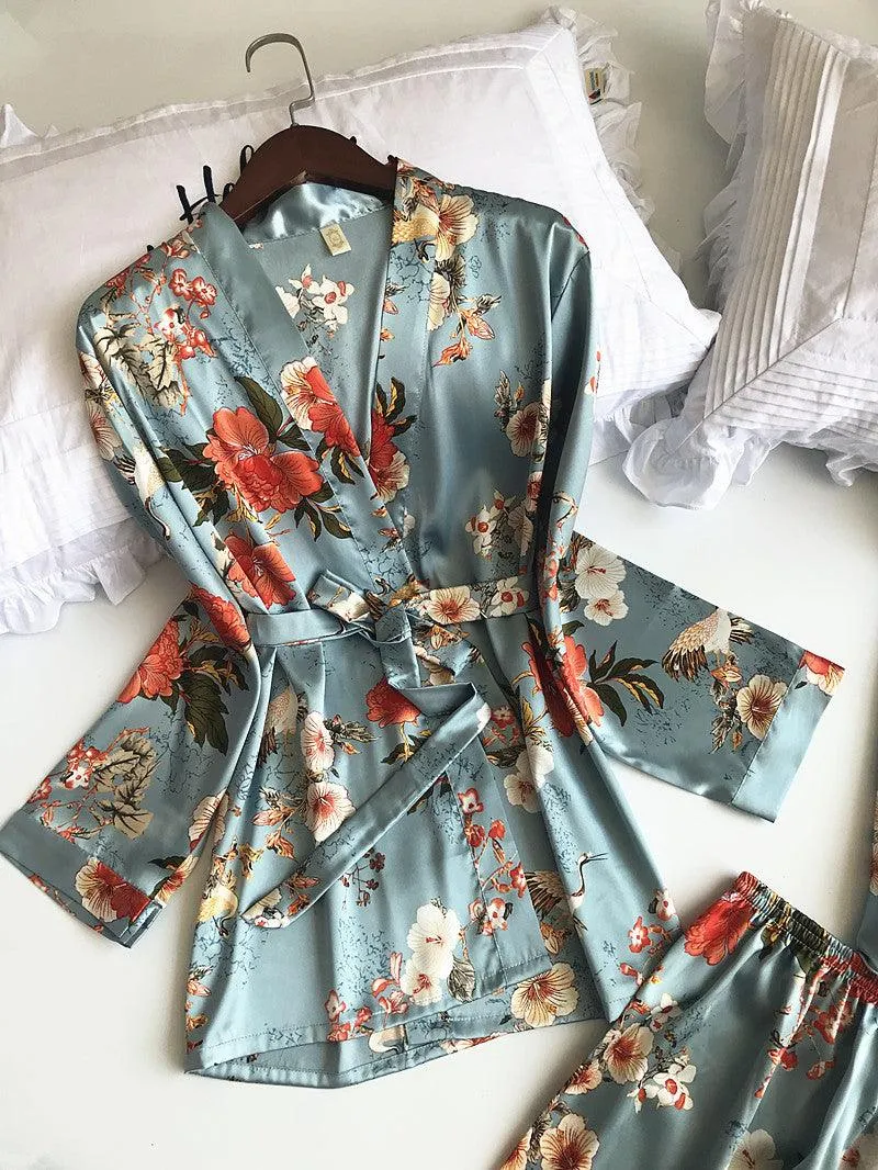 Three-piece sexy silk suit